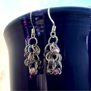 HANDMADE Short Purple Links Earrings